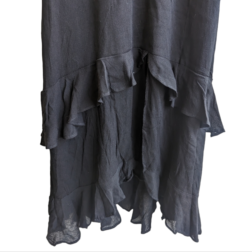 Lulu's Black Ruffle Midi Dress - Picture 6 of 10